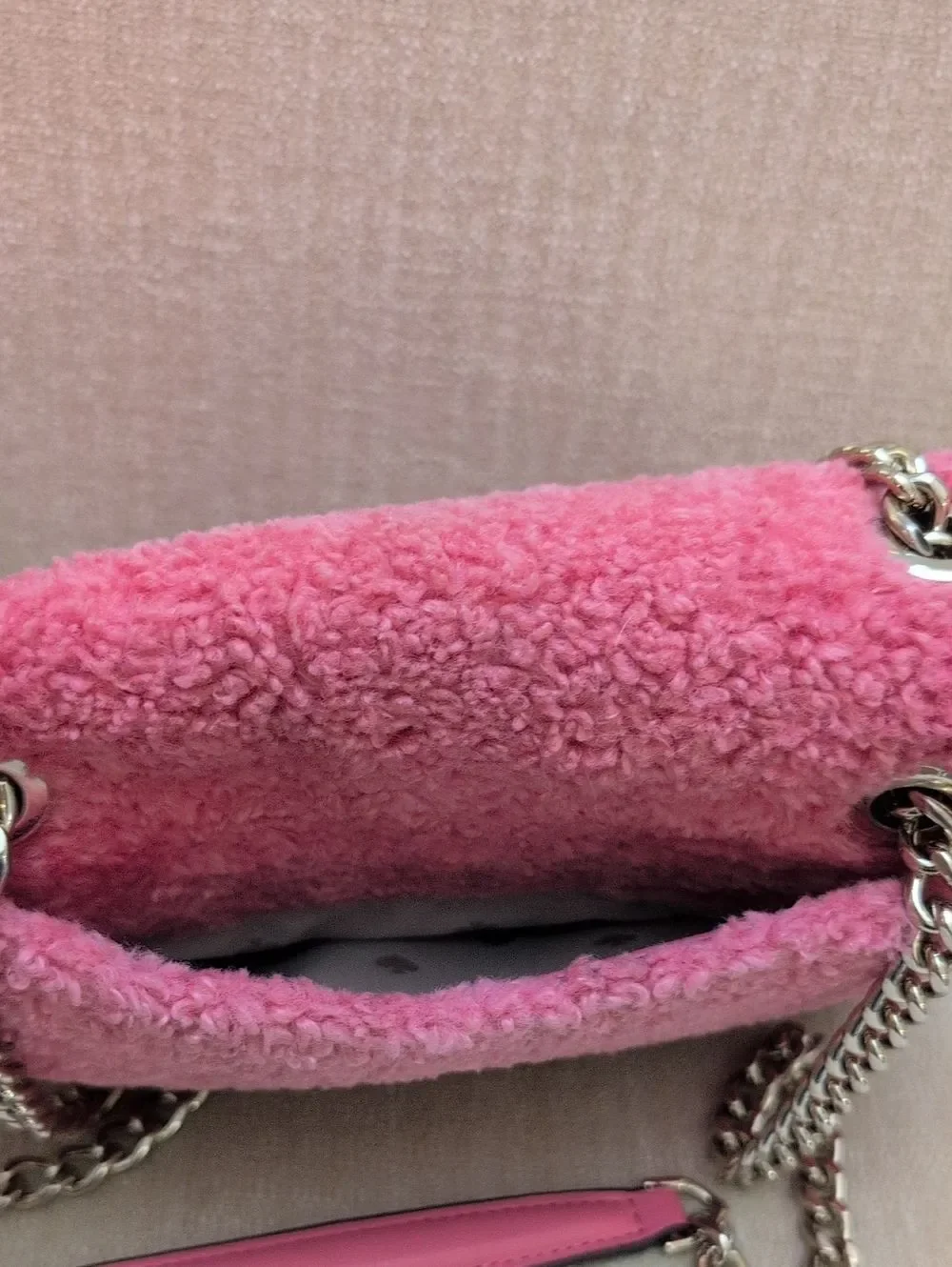 Kate Spade Natalia Faux Fur Small Flap Crossbody Shoulder Bag Pink Purse